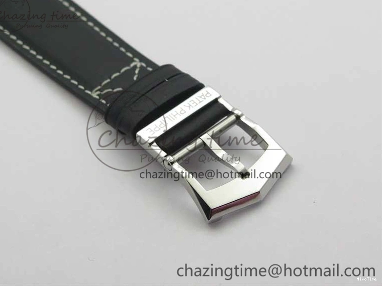 MIROTIME 0122 Practical Calatrava 5524 Pilot Travel Time SS GRF Blue Dial on Black Leather Strap A324 V 7107